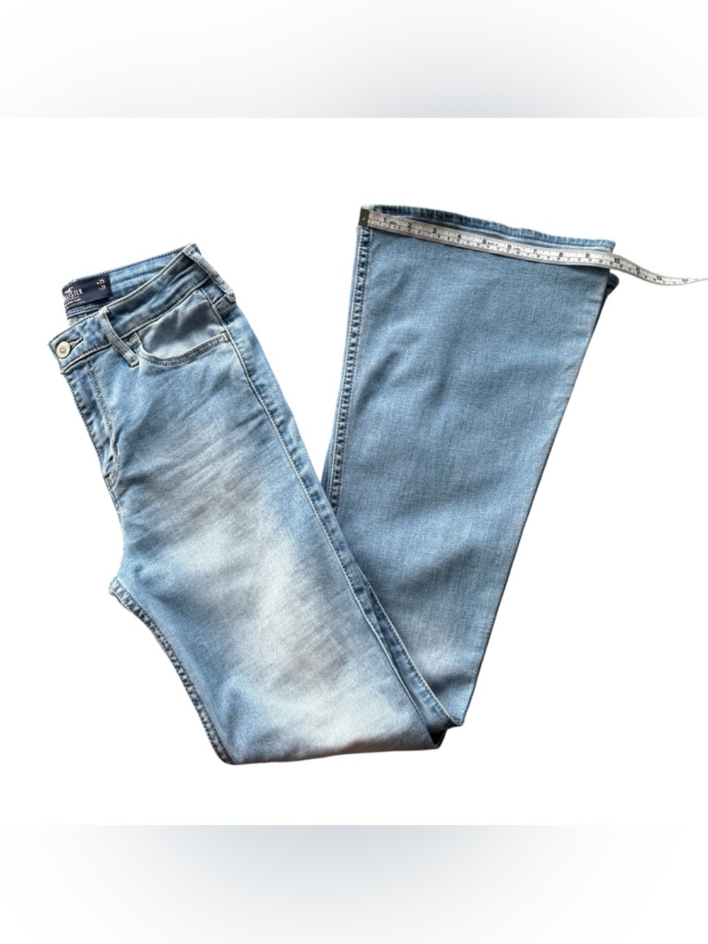 Hollister High Rise Flare Jeans Size 1R W25/L31 Light Wash - Picture 8 of 9